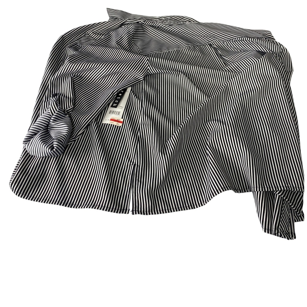 Elementz‎ Women's Black White Striped Open Front Blazer Jacket Size XL Stretch